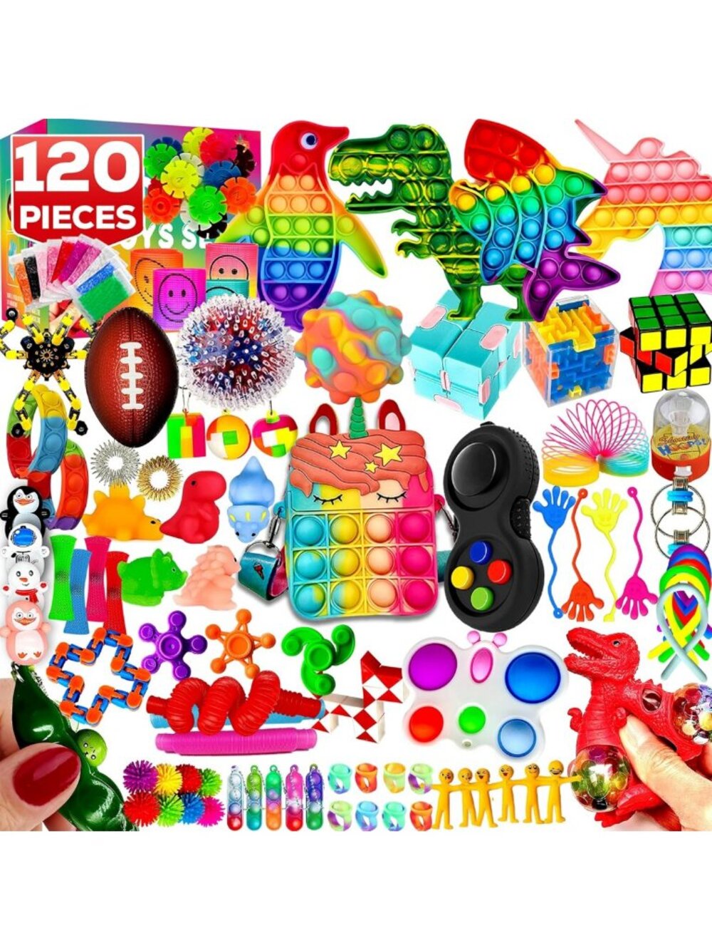 120 Pcs Fidget Toy Set - Sensory Party Favors, Stocking Stuffers & Classroom